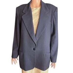 Talbots VTG Navy Blue Wool Blend Blazer 16 Career Business Old Money Preppy
